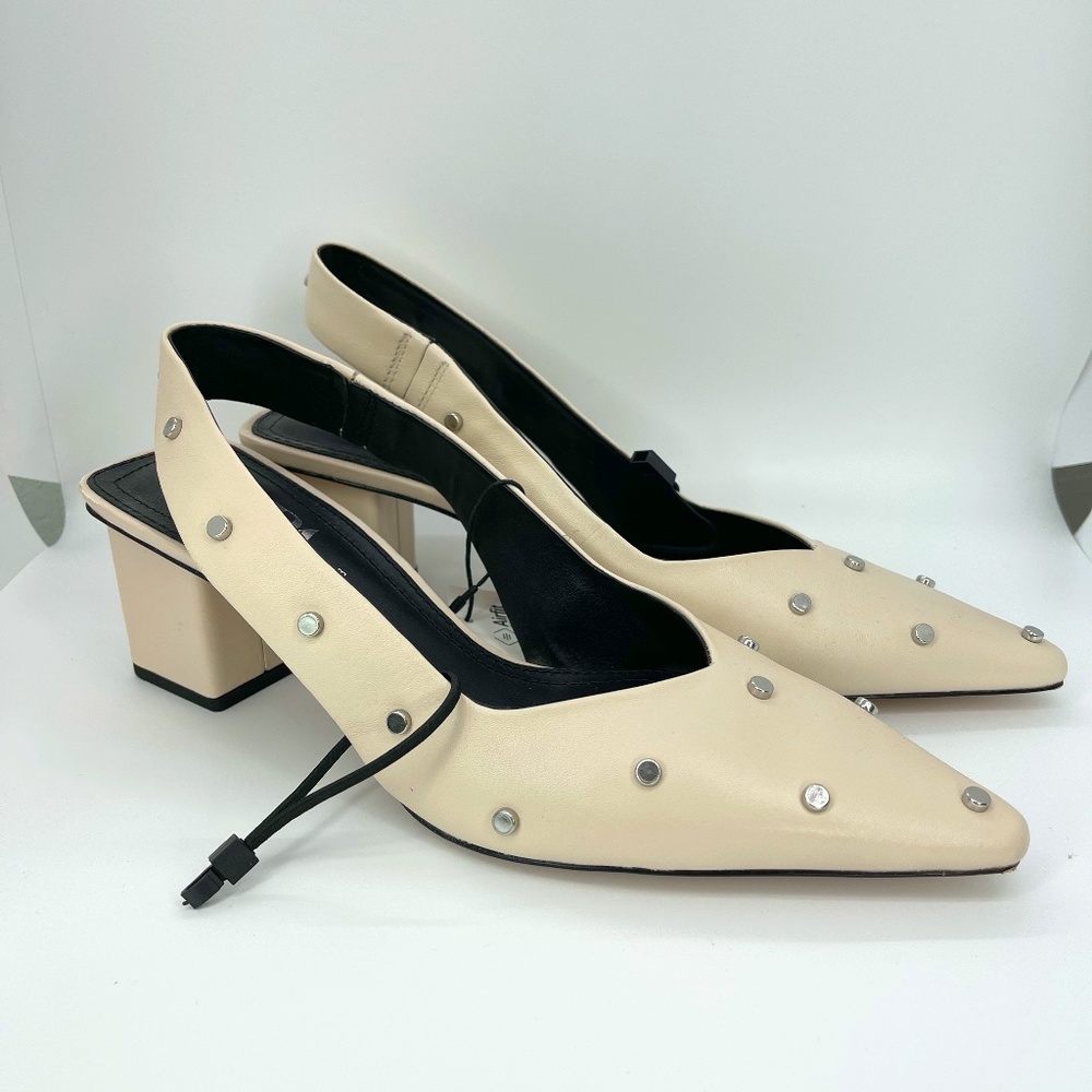 ZARA -Studded Heeled Leather Slingback